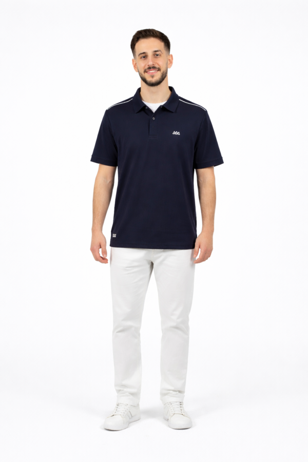 Men's Athletic Zip Polo Shirt – Navy Blue | Rosario Gym