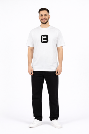 Men’s White T-Shirt – B Print Men’s White T-Shirt – B Print