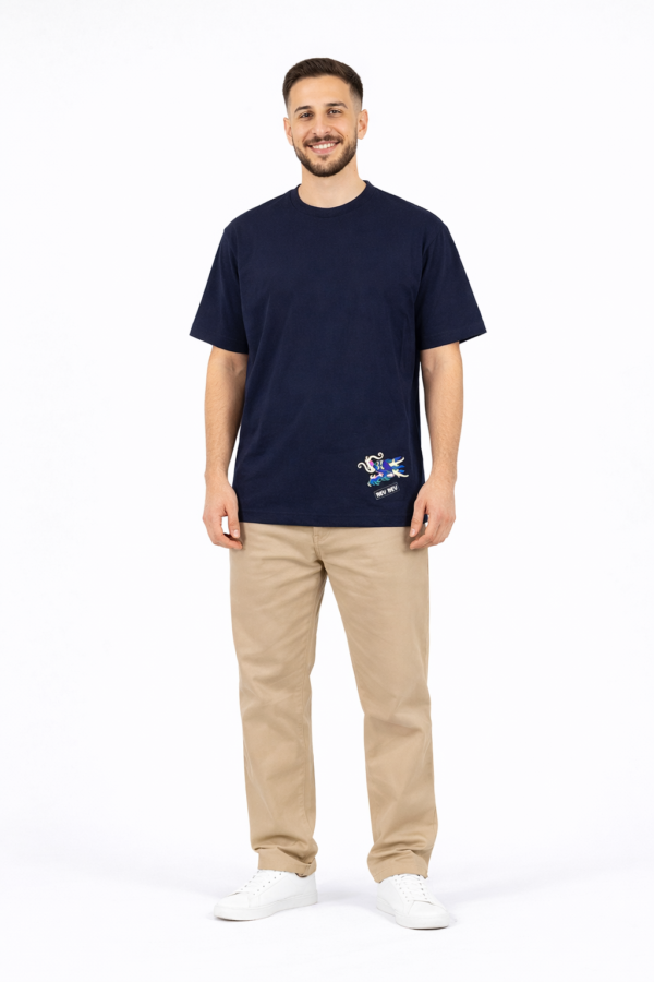 Men’s Navy Blue Graphic T-Shirt – Dragon Print