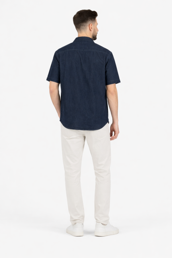 Men’s Short Sleeve Denim Shirt – Dark Blue Men’s Short Sleeve Denim Shirt – Dark Blue
