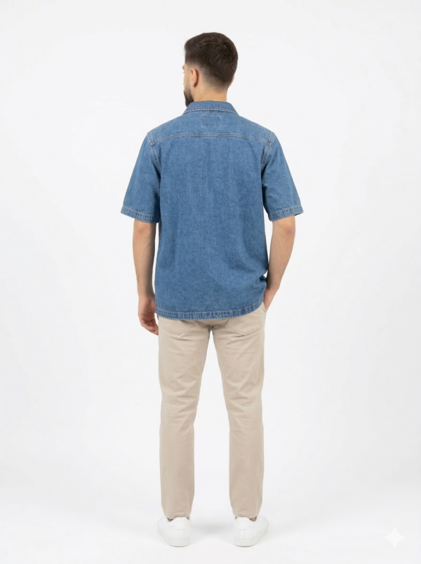 Men’s Casual Denim Shirt – Short Sleeve