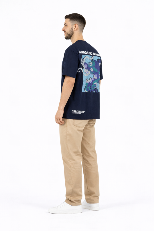 Men’s Navy Blue Graphic T-Shirt – Dragon Print