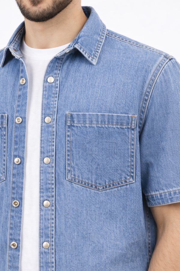 Men’s Casual Denim Shirt – Short Sleeve