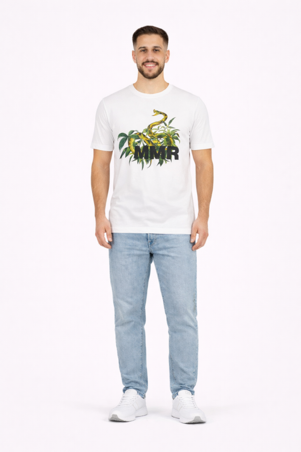 Men's Graphic T-Shirt – White Snake Print | MLMR – XL