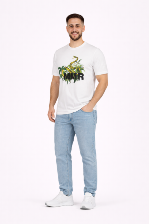 Men's Graphic T-Shirt – White Snake Print | MLMR – XL Men's Graphic T-Shirt – White Snake Print | MLMR – XL