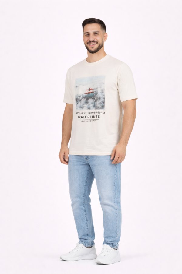 Men's Graphic T-Shirt – Waterlines Print | Tom Tailor – M