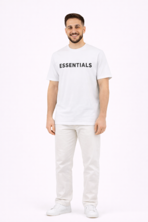 ESSENTIALS Men's Minimal Logo T-Shirt – White – XL ESSENTIALS Men's Minimal Logo T-Shirt – White – XL