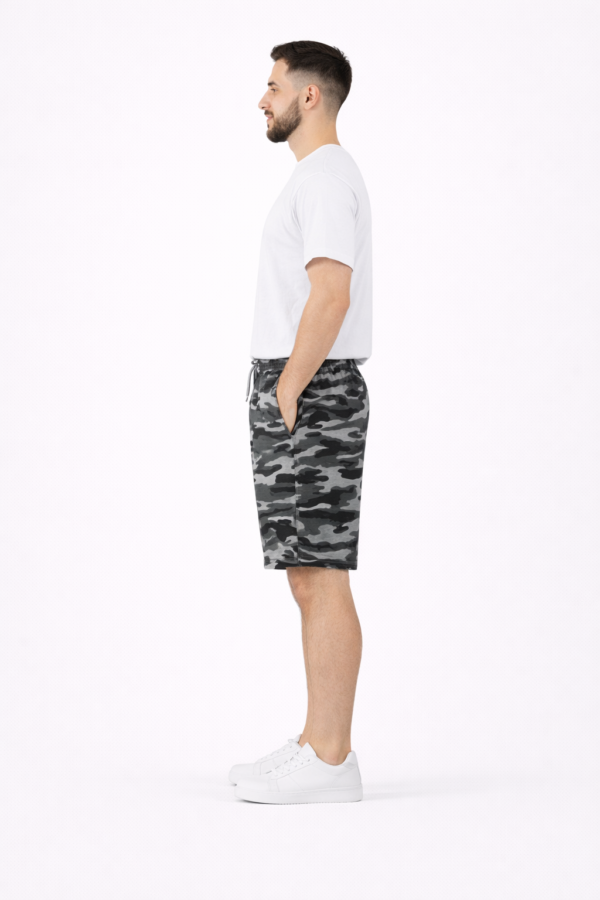 Men Black Grey Camouflage Streetwear Shorts - L