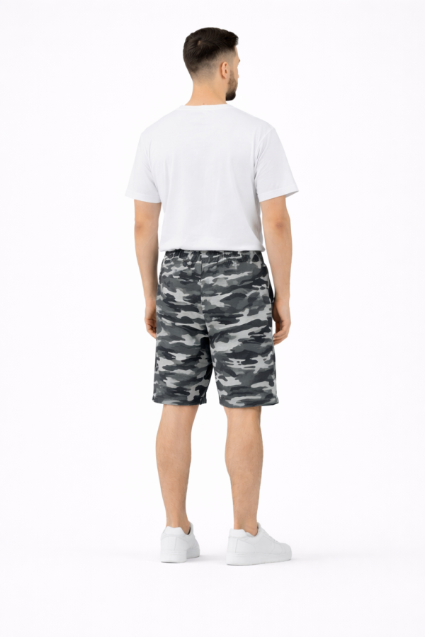 Men Black Grey Camouflage Streetwear Shorts - L