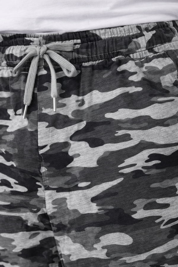 Men Black Grey Camouflage Streetwear Shorts - L